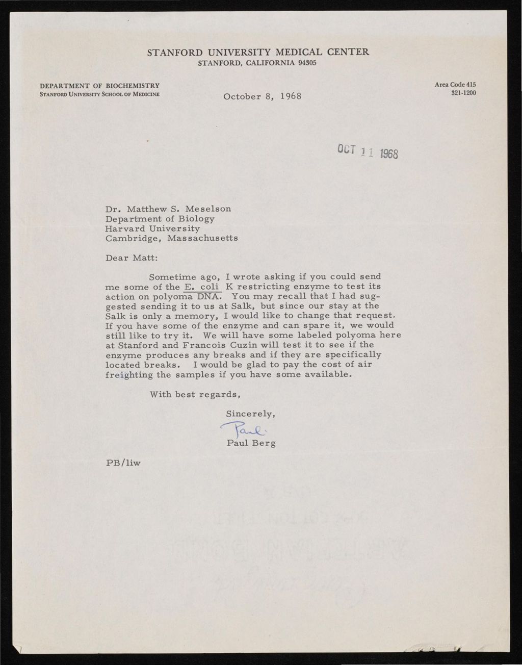 Miniature of Berg, Paul, 1963 - 1968