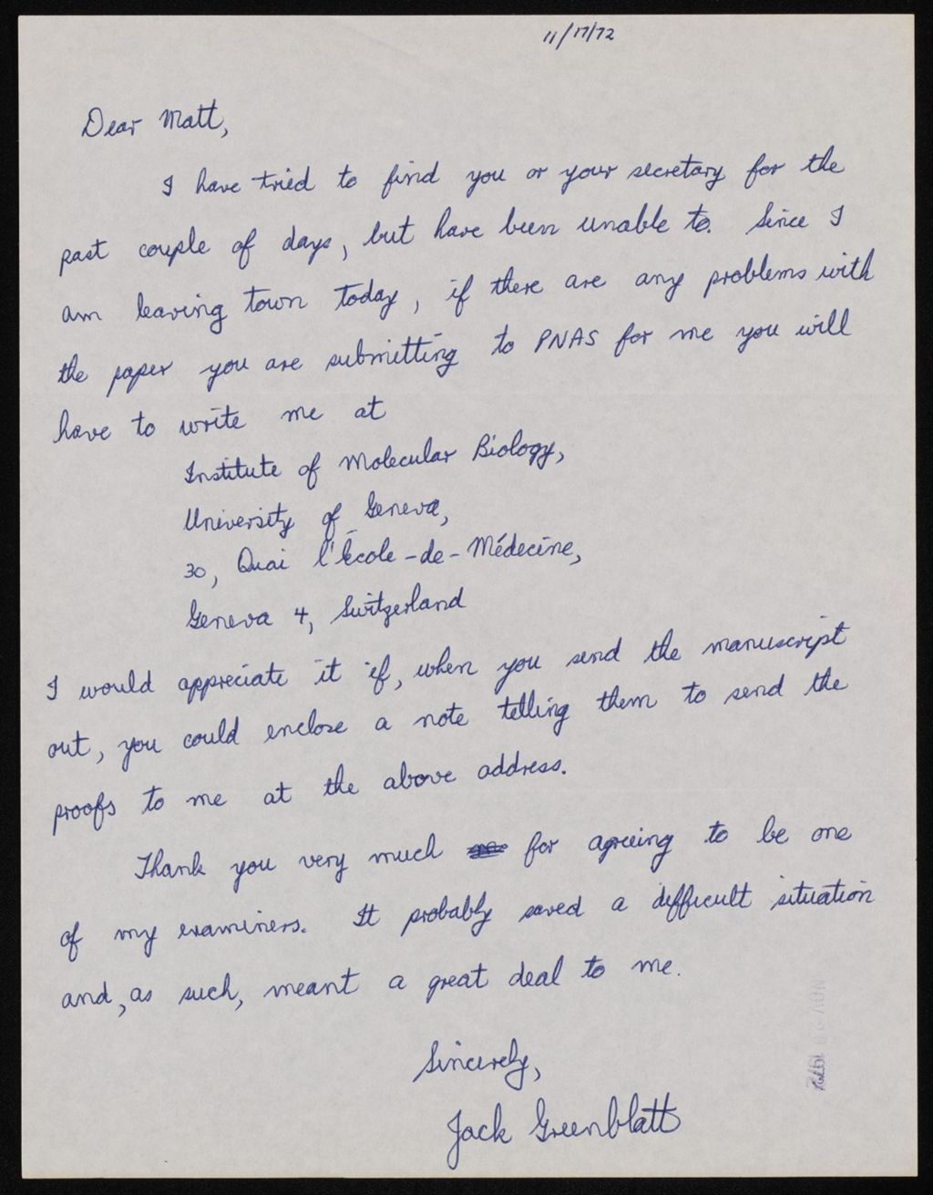 Miniature of Greenblatt, Jack, 1972
